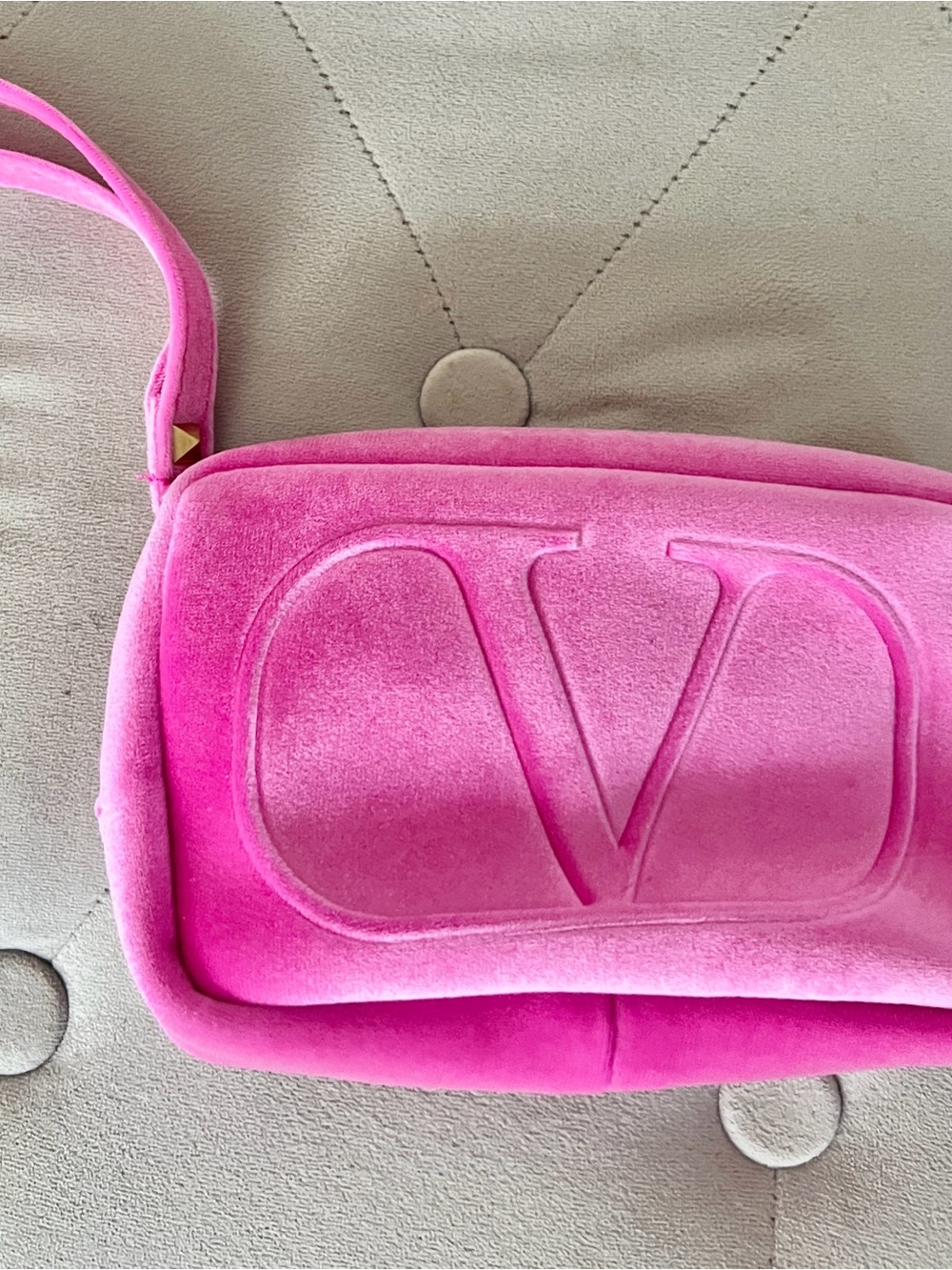 Valentino Pink Velvet Logo Crossbody Bag